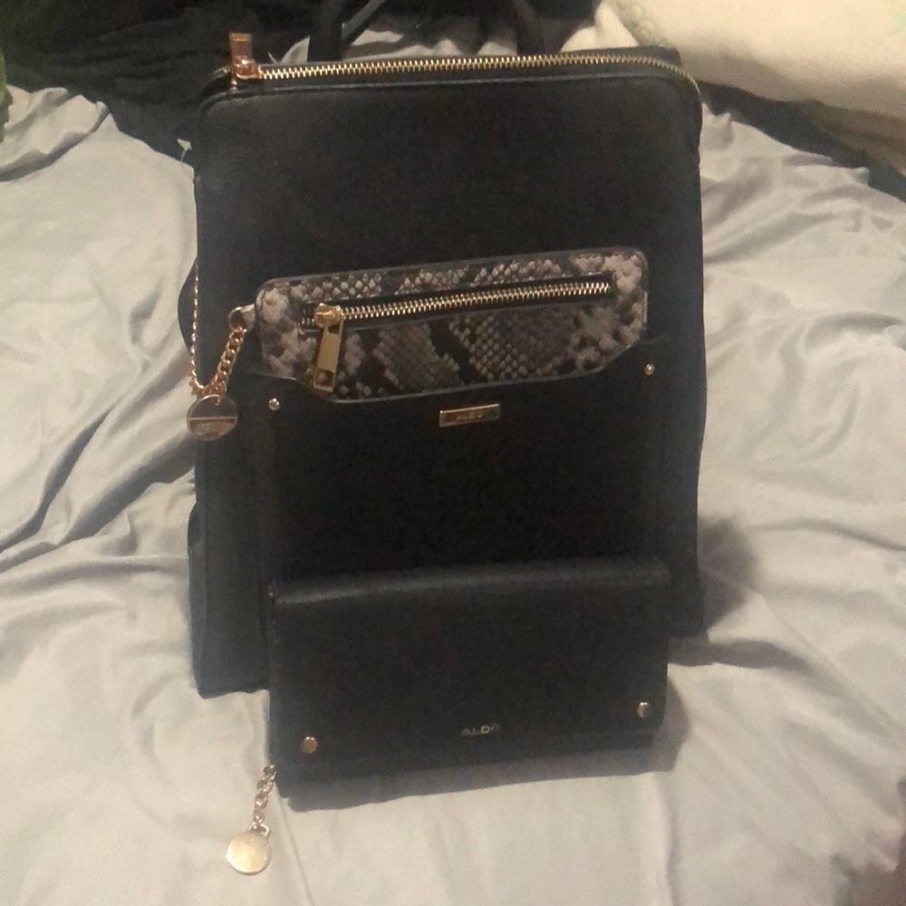 Aldo bookbag and matching wallet set